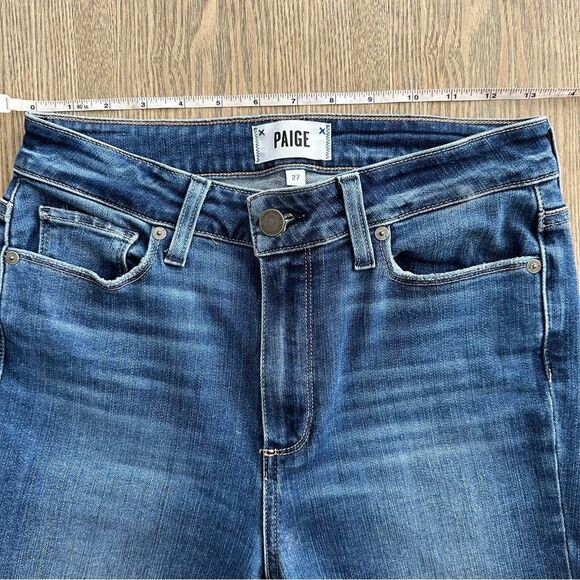PAIGE | HOXTON SLIM CROP High-Rise Jeans w/Chopped Fray Hem In "CROATIA", Sz 27 - Picture 5 of 9